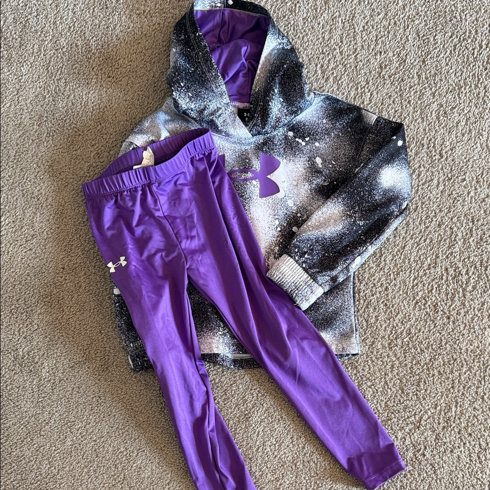 Under Armour Kids Purple and Black Leggings Set